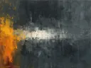 Abstract schilderij met het paletmes in antraciet en saffraan