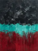 Abstract landschap in antraciet en turkoois