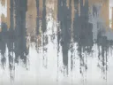 Abstract schilderij met antraciet en gouden druiplijnen