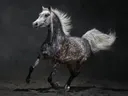 Appelschimmel in galop, dieren schilderij