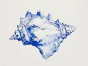 Aquarelillustratie van een blauwe stekelhoornschelp