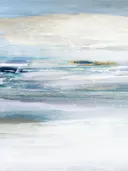 Abstract aquarel schilderij met crème horizon en navy accent