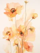 Aquarel van goudgele en oranje klaprozen.