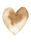 Aquarel schilderij van een groot hart in bruine en beige tinten