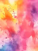 Abstract aquarel schilderij met vloeiende spatten in geel, roze en paars