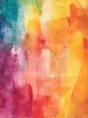 Abstract aquarel schilderij met kleurverloop van paars naar oranje en geel