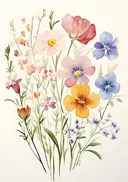Schilderij van een aquarel veldbloemenmix