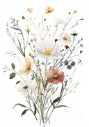 Aquarel van een wilde bloemenboeket