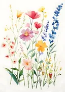 Schilderij van een aquarel wilde bloemenmix