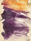 Abstract aquarel schilderij met kleurverloop van oranje naar paars