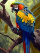 Ara papegaai op een tak in de jungle
