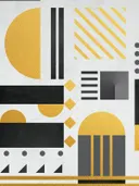 Art-deco-schilderij met gouden en zwarte geometrische vormen