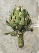 Schilderij van een artisjok in close-up