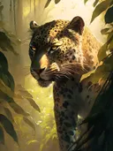 Artistieke uitbeelding van een luipaard in de jungle