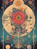 Esoterisch mandala met bloemen en sterren