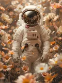 Astronaut tussen madeliefjes