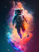 Astronaut zwevend in een kosmische nevel