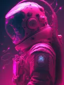 Astronaut portret in roze neonlicht