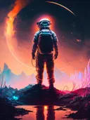 Astronaut op een vreemde planeet