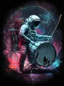 Drummende astronaut in de ruimte