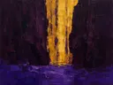 Abstract landschap in aubergine en kurkuma