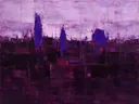 Abstract landschap in aubergine en lila