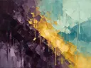 Abstract landschap in aubergine en mint