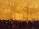 Abstract landschap in aubergine en oker