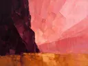 Abstract landschap in aubergine en rosé