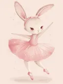 Schilderij van een balletdansend konijn in tutu, kinderkamer wanddecoratie