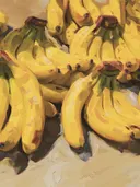 Close-up schilderij van een tros bananen