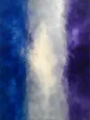 Banen in kobalt en violet, kleurvelden schilderij, banen