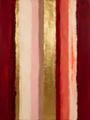 Paletmes abstract schilderij, banen in creme en goud