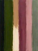 Paletmes abstract schilderij, banen in roze en olijf