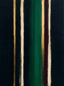 Paletmes abstract schilderij, banen in smaragd en zwart