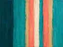 Paletmes abstract schilderij, banen in turkoois en zand