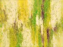 Action painting schilderij, banen (drip) in citroen en lindegroen