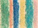 Action painting schilderij, banen (drip) in fel jade