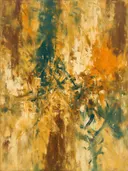 Action painting schilderij, banen (sweep) in amberglans