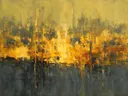 Abstract landschap in basaltgrijs en goud