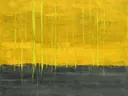 Abstract landschap in basaltgrijs en kurkuma