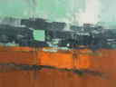 Abstract landschap in basaltgrijs en mint