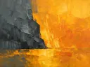 Abstract landschap in basaltgrijs en saffraan