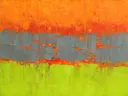 Abstract landschap in basaltgrijs en vermiljoen