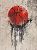 Basketbal met druipende zwarte verf