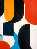 Abstract bauhaus schilderij met geometrische staafvormen
