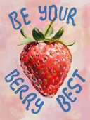 Tekstposter met aardbei en tekst Be your berry best
