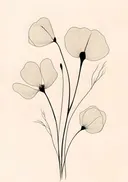 Minimalistische illustratie van beige klaprozen
