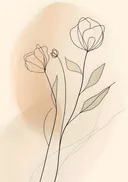 Lijntekening van tulpen op beige achtergrond