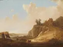 Landschapsschilderij 'Bergachtig Landschap met Kasteelruïne' naar Aelbert Cuyp